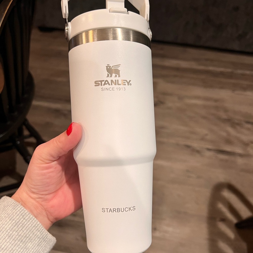 Stanley White Tumbler with Silver Accent